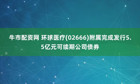 牛市配资网 环球医疗(02666)附属完成发行5.5亿元可续期公司债券